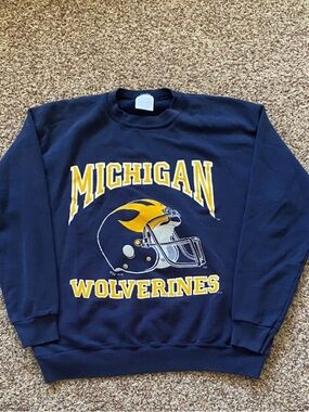 Vintage Tultex Michigan Wolverines Navy Blue Crewneck Sweatshirt